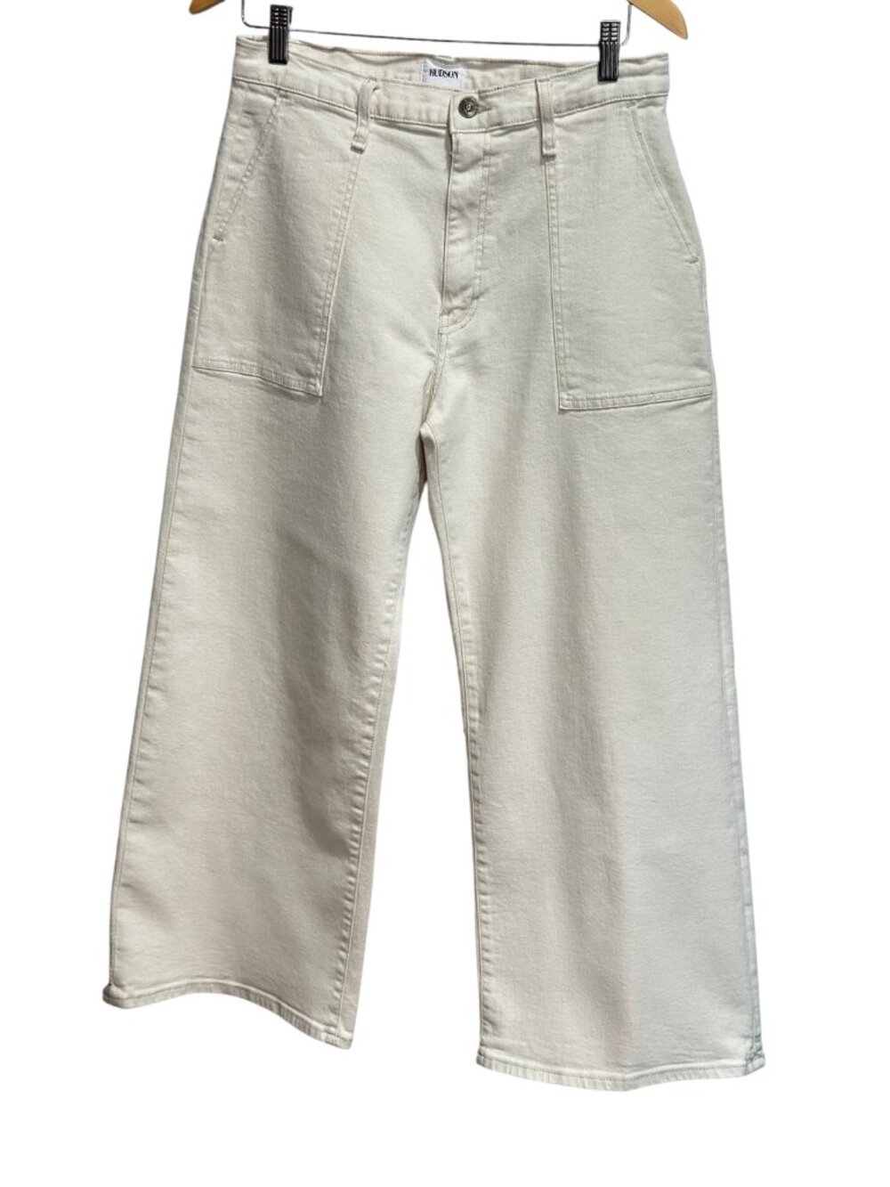 Hudson Jolene Wide Leg Ankle Jeans High Rise Women 28W Color Ecru